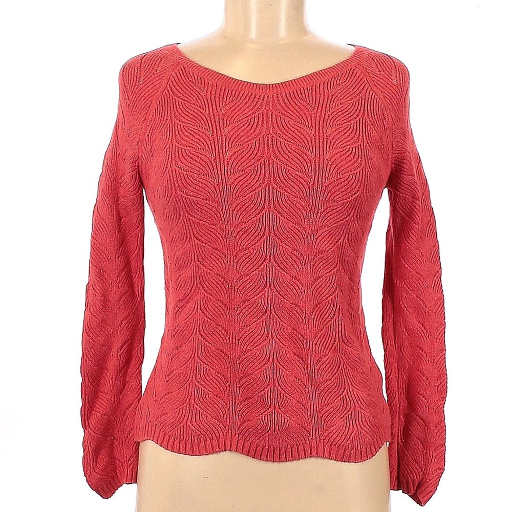Banana Republic Coral Cotton Sweater with Scalloped Hem